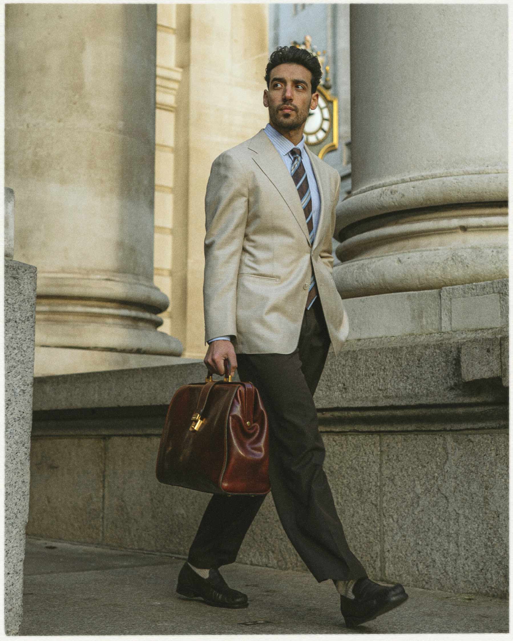 Gigi brown striped silk tie