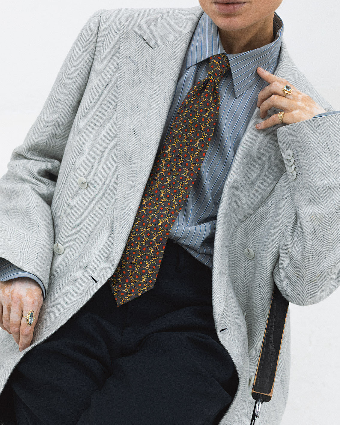 Dior pattern vintage silk tie