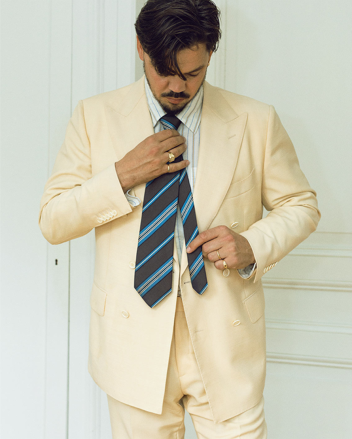 Gigi brown striped silk tie