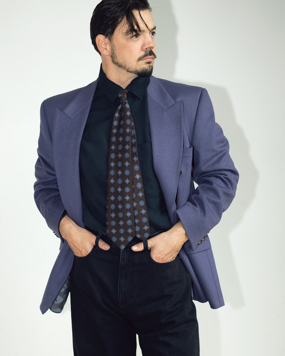 Ruggero brown medallion silk tie