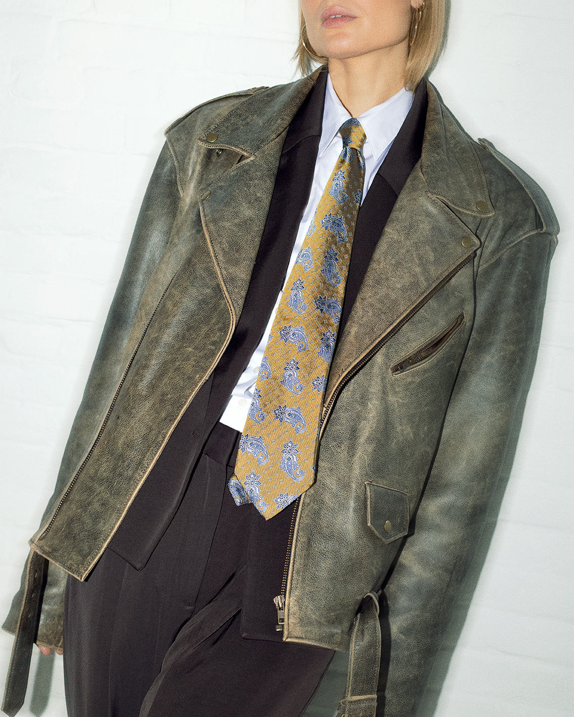 Gabriele yellow medallion silk tie