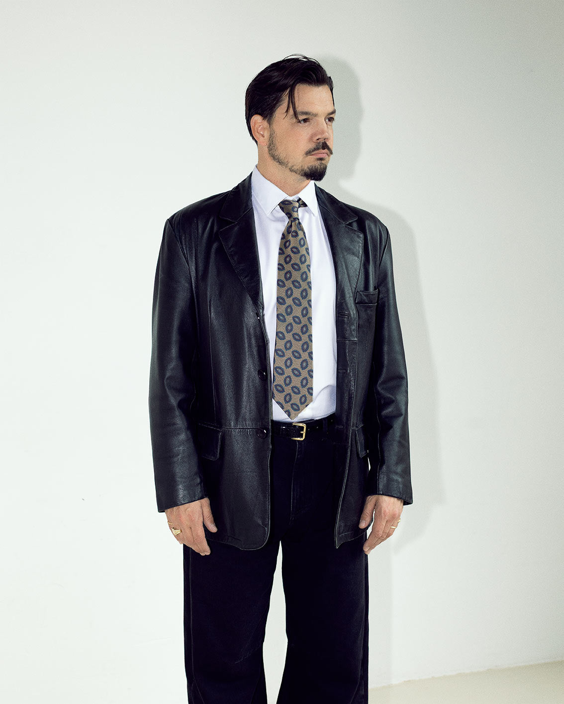 Fausto crème medallion silk tie