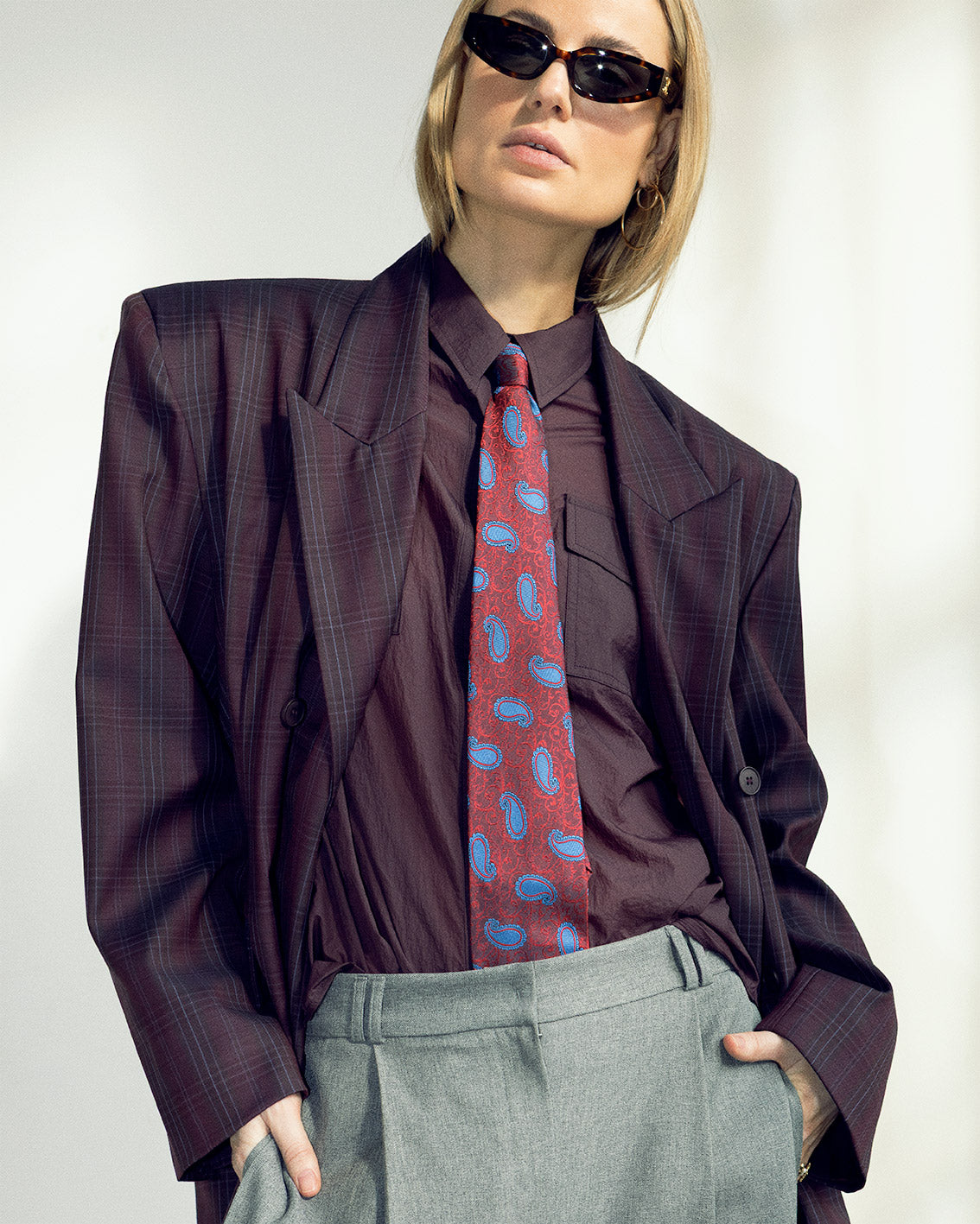 Luca red paisley silk tie