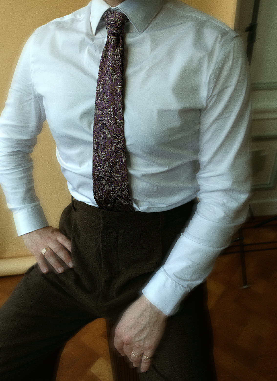 Corrado purple paisley silk tie