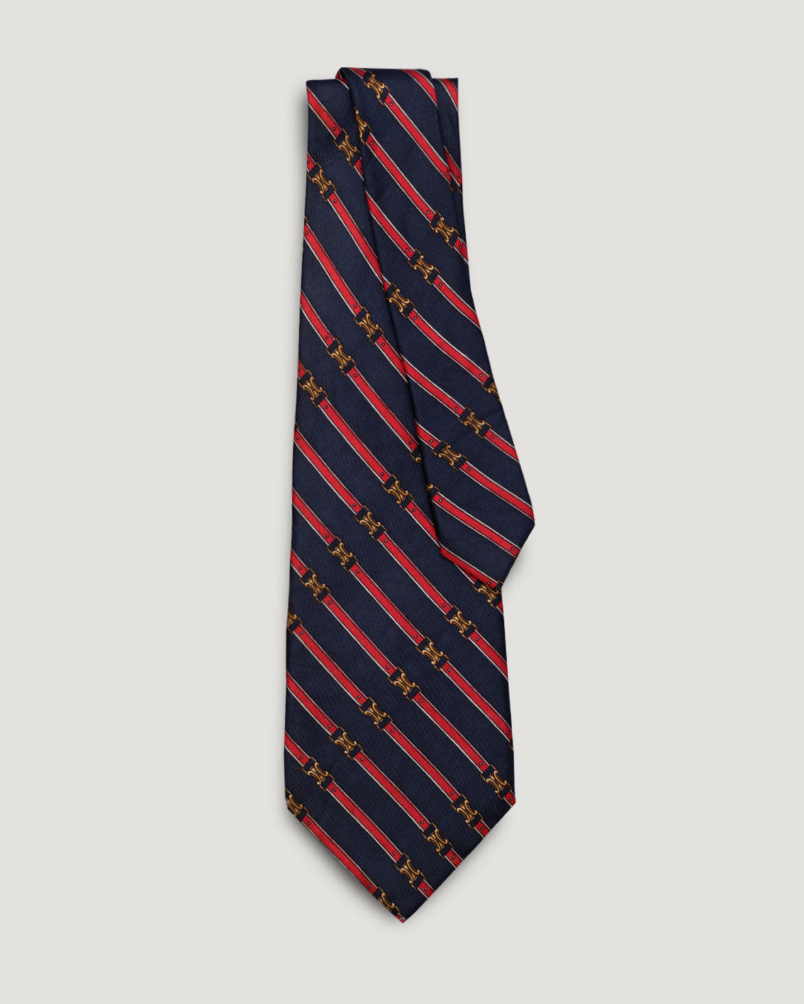 Céline logo striped vintage silk tie