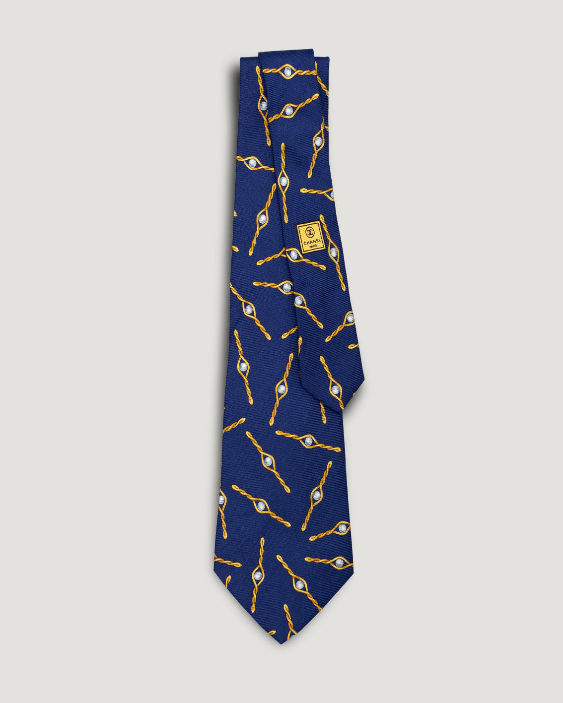 Chanel chain vintage silk tie