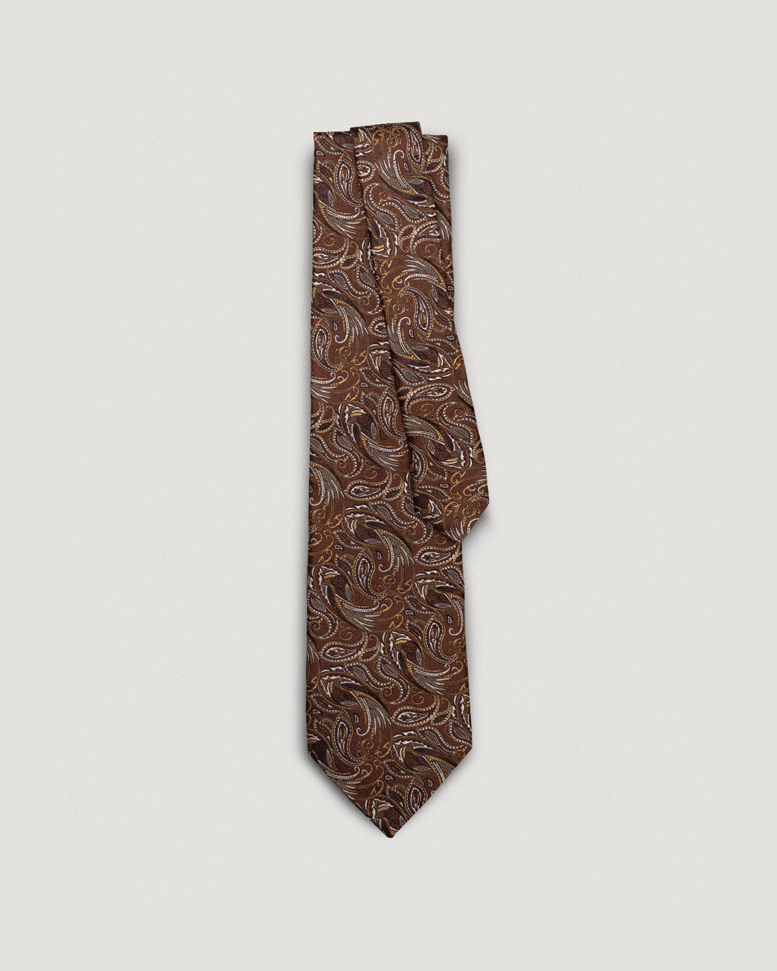 Corrado brown paisley silk tie