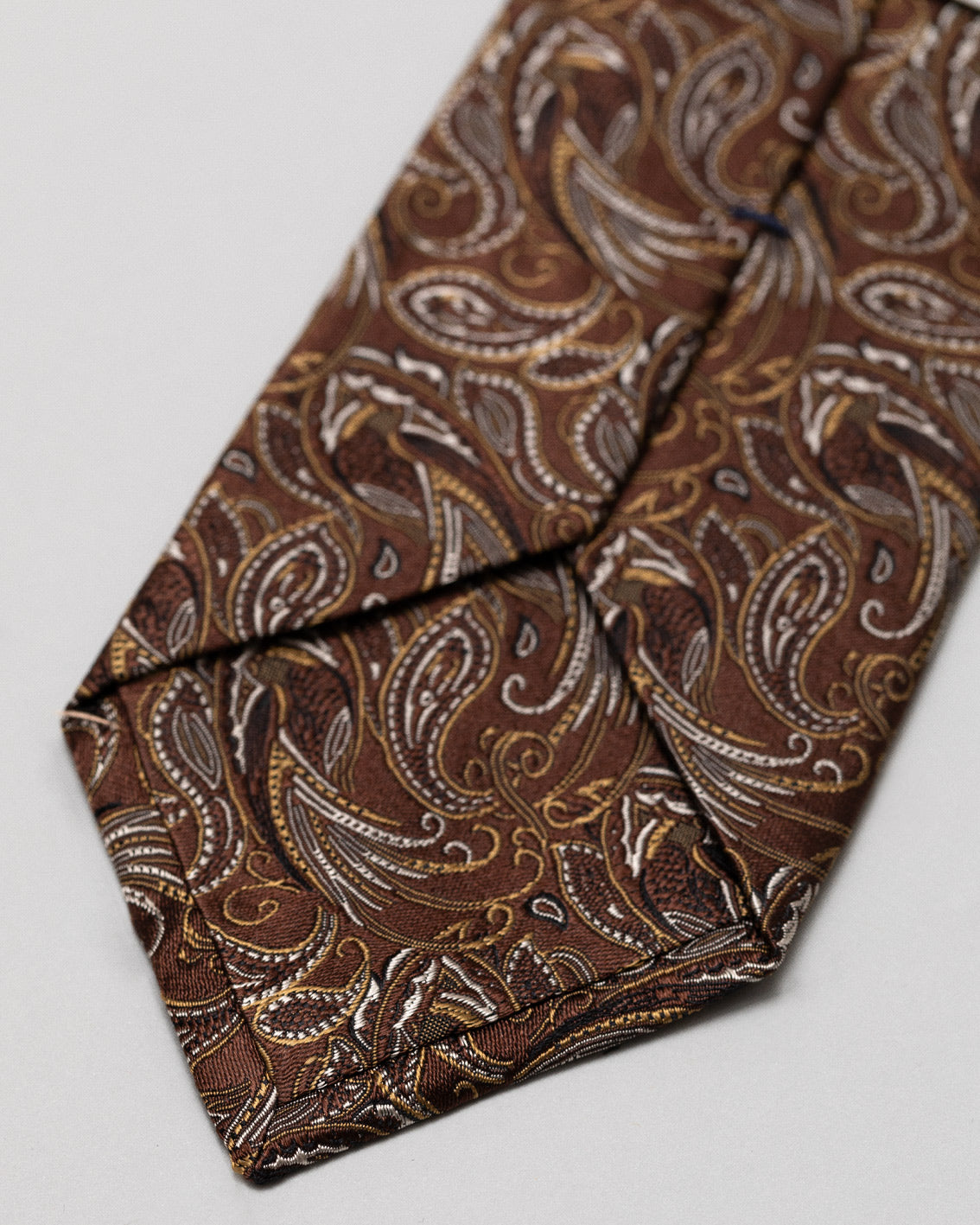Corrado brown paisley silk tie