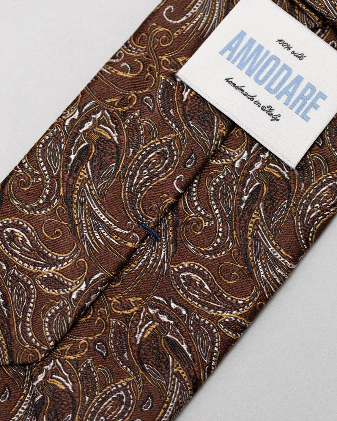Corrado brown paisley silk tie
