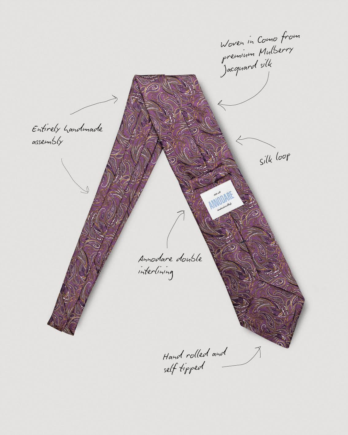 Corrado purple paisley silk tie