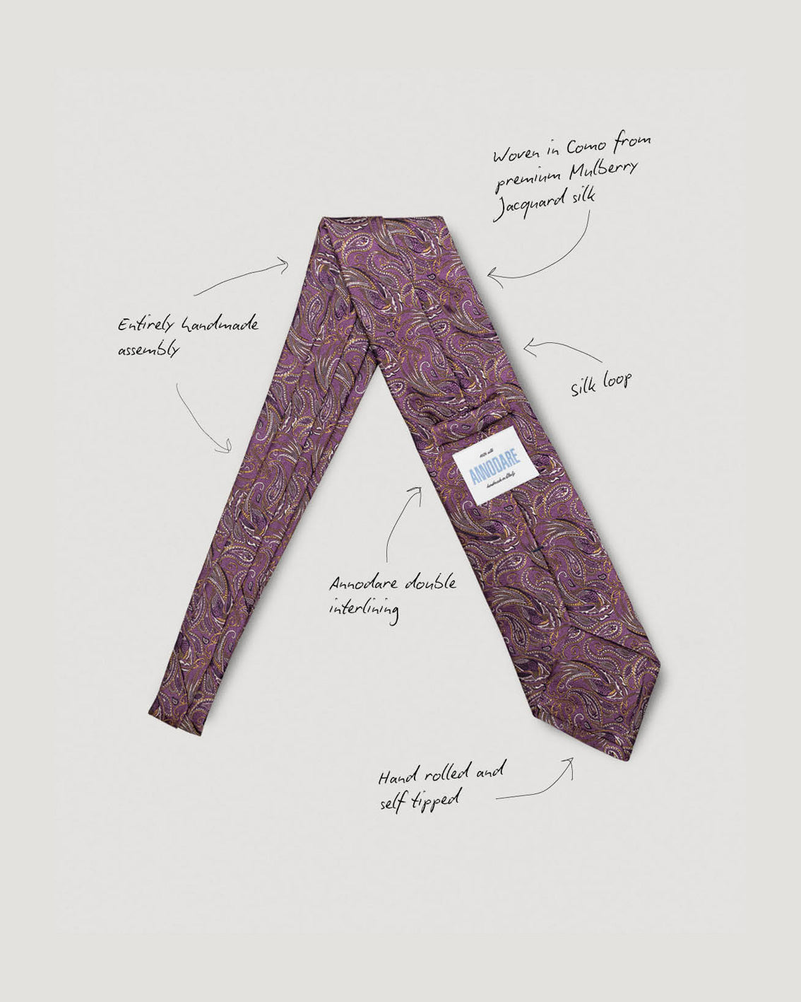 Corrado purple paisley silk tie