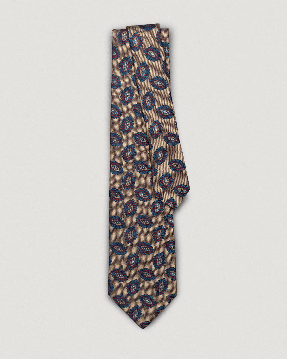 Fausto crème medallion silk tie
