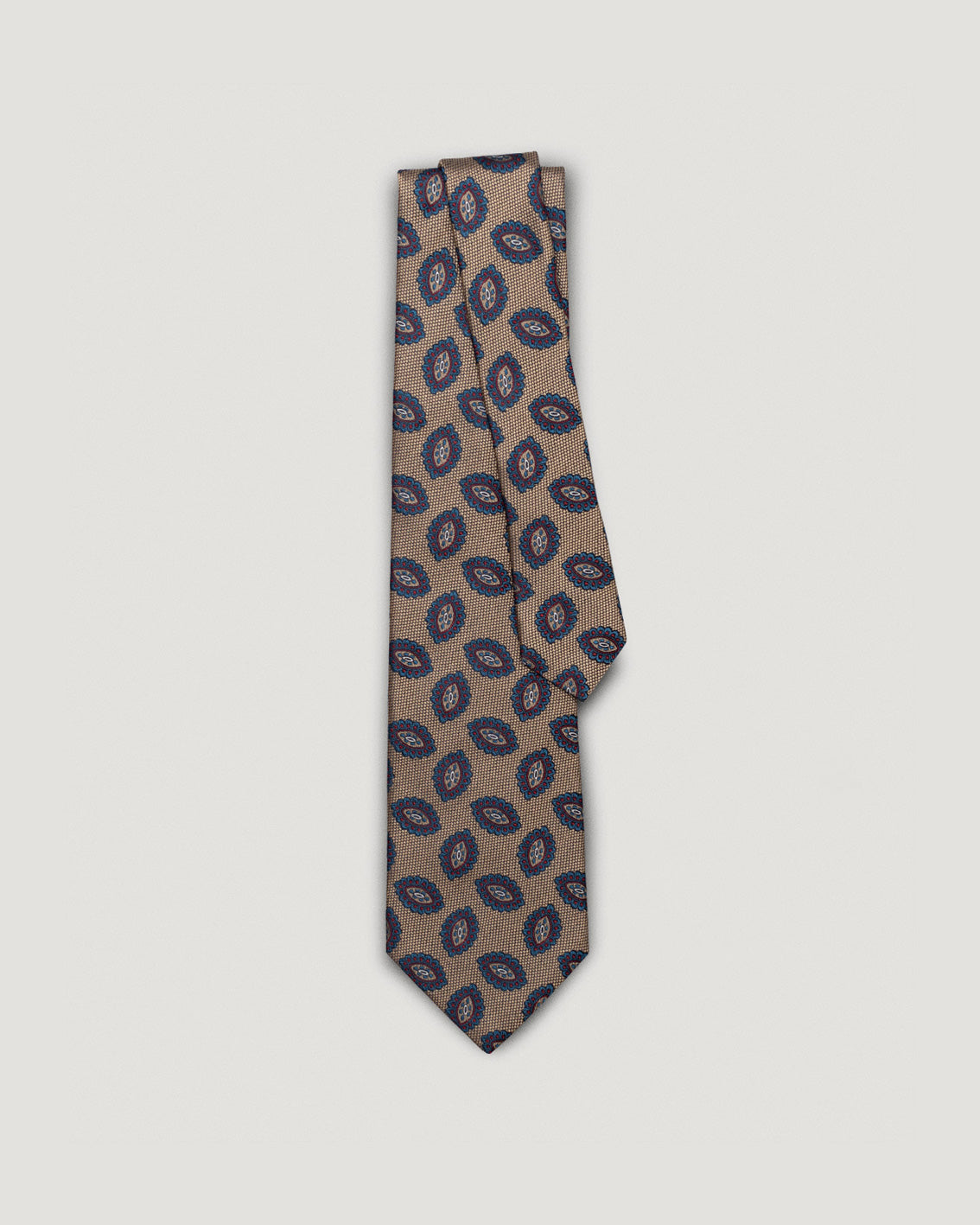 Fausto crème medallion silk tie
