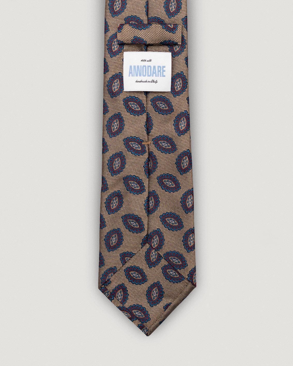 Fausto crème medallion silk tie