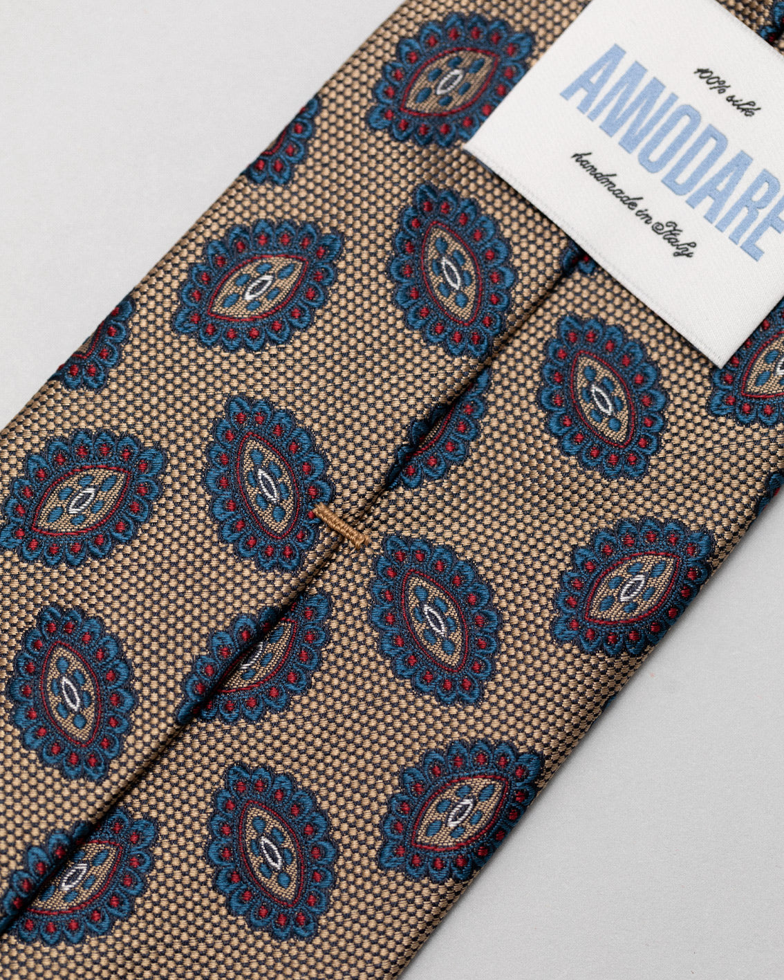 Fausto crème medallion silk tie