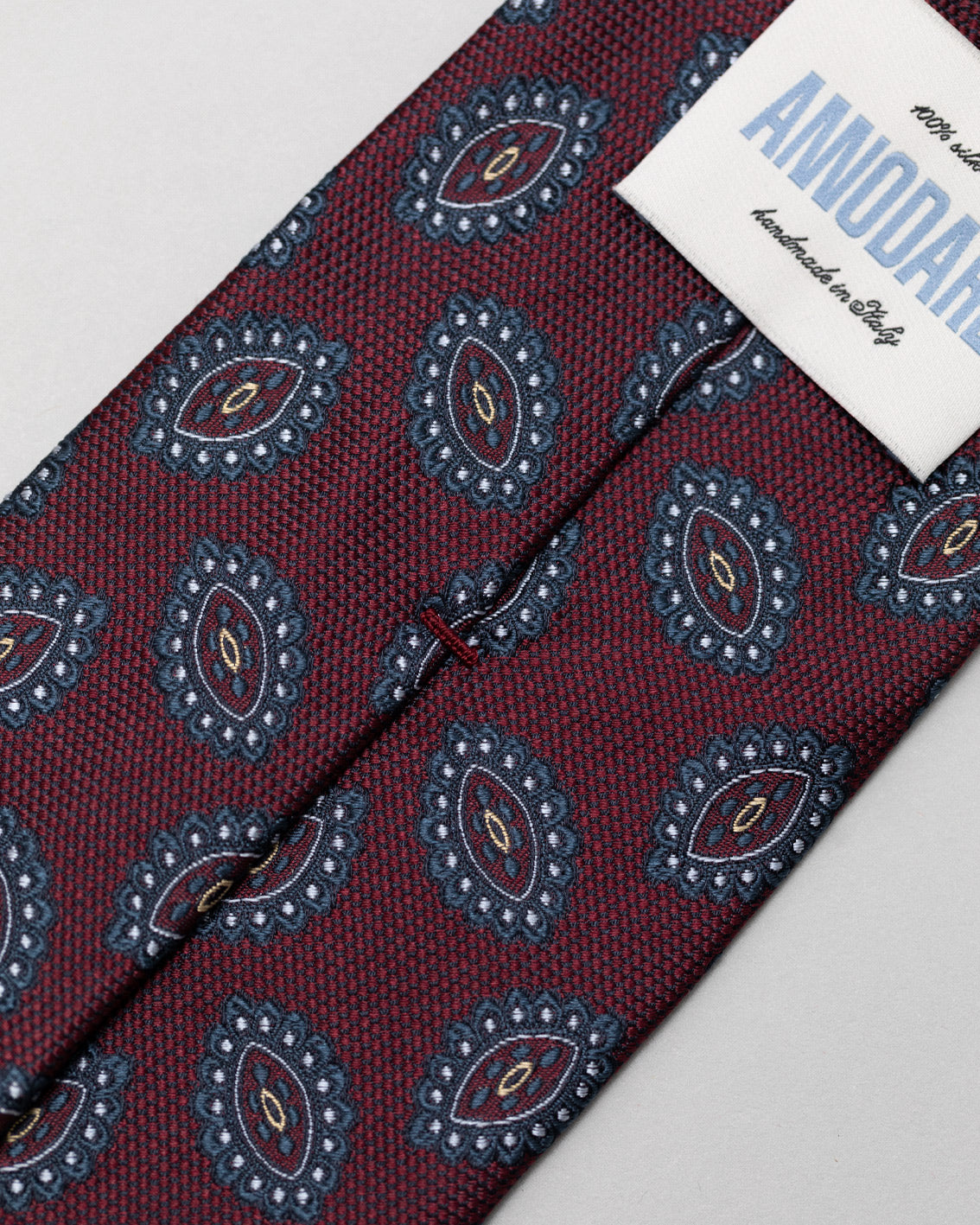 Fausto wine red medallion silk tie