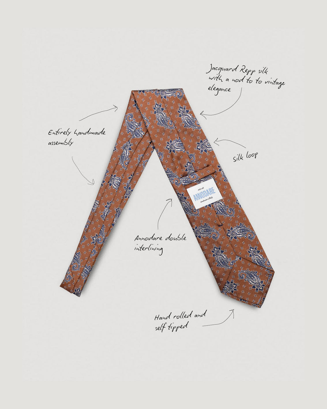 Gabriele cognac medallion silk tie
