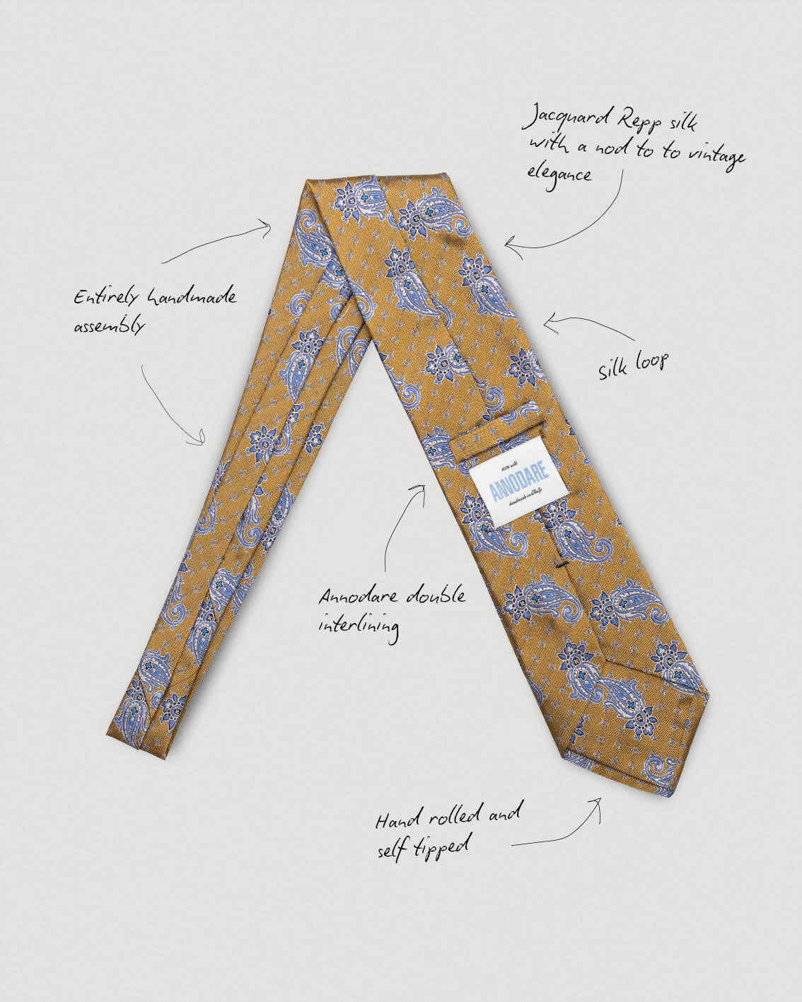 Gabriele yellow medallion silk tie