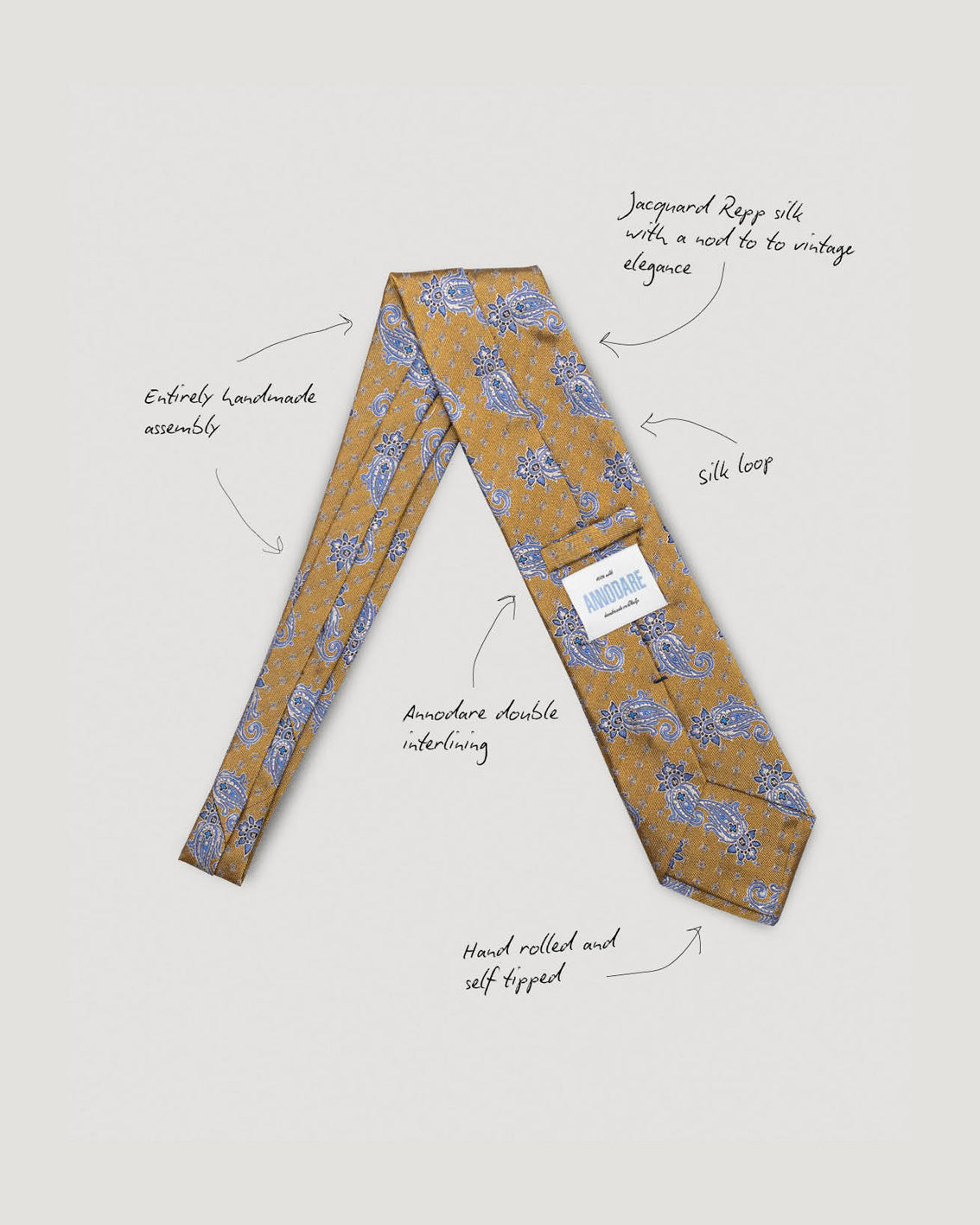Gabriele yellow medallion silk tie