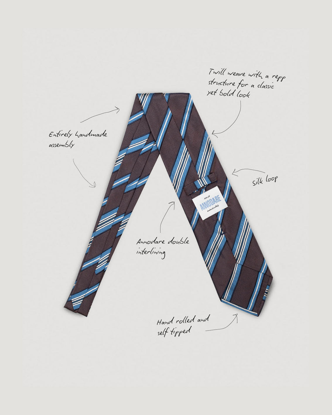Gigi brown striped silk tie