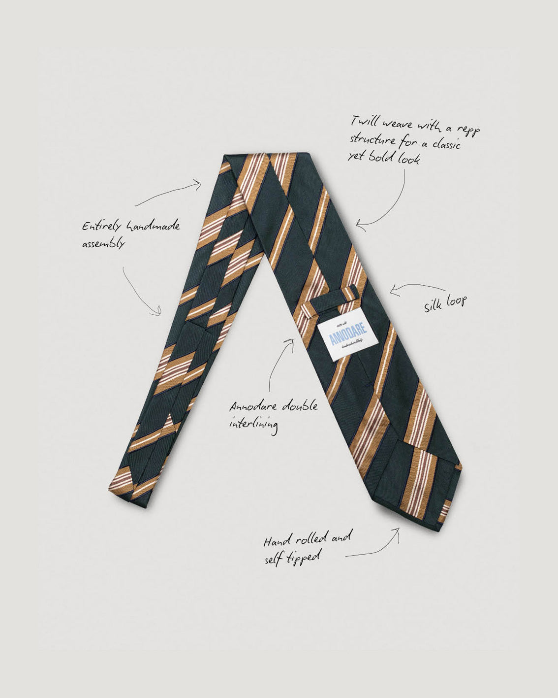 Gigi green striped silk tie