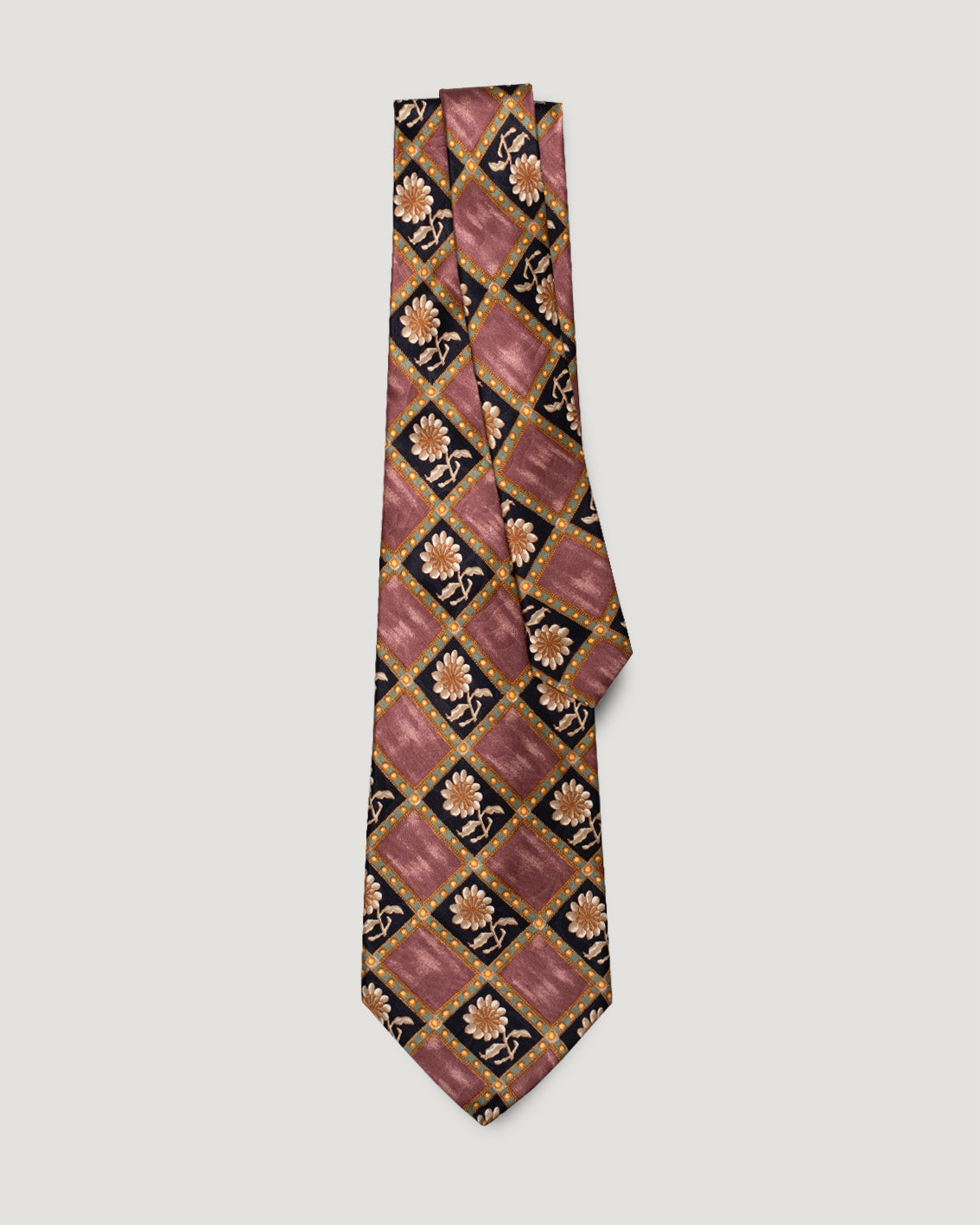 Lanvin diamond floral vintage silk tie