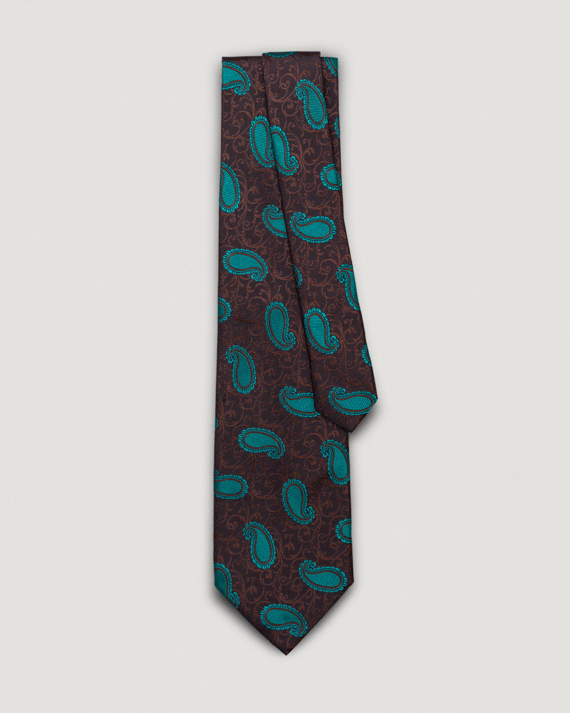 Luca brown paisley silk tie