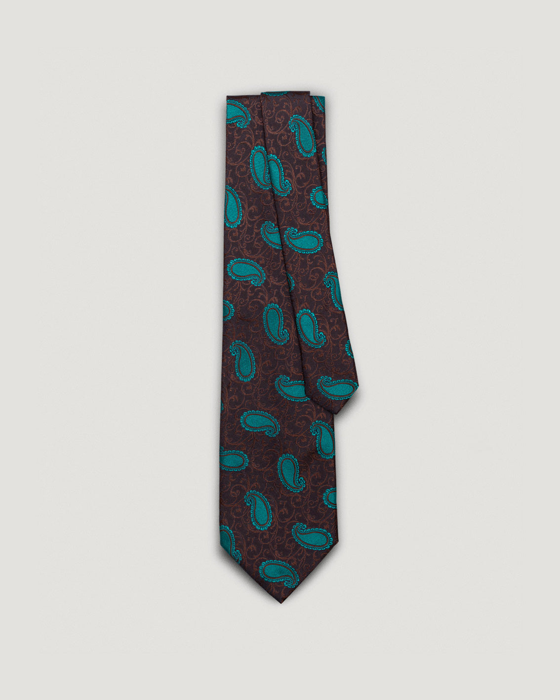 Luca brown paisley silk tie