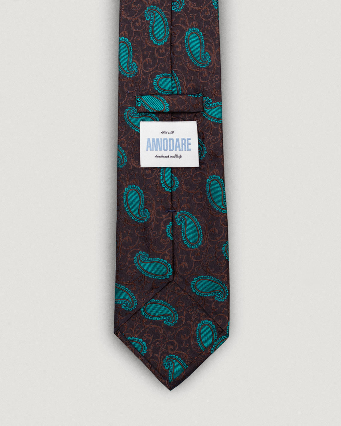 Luca brown paisley silk tie