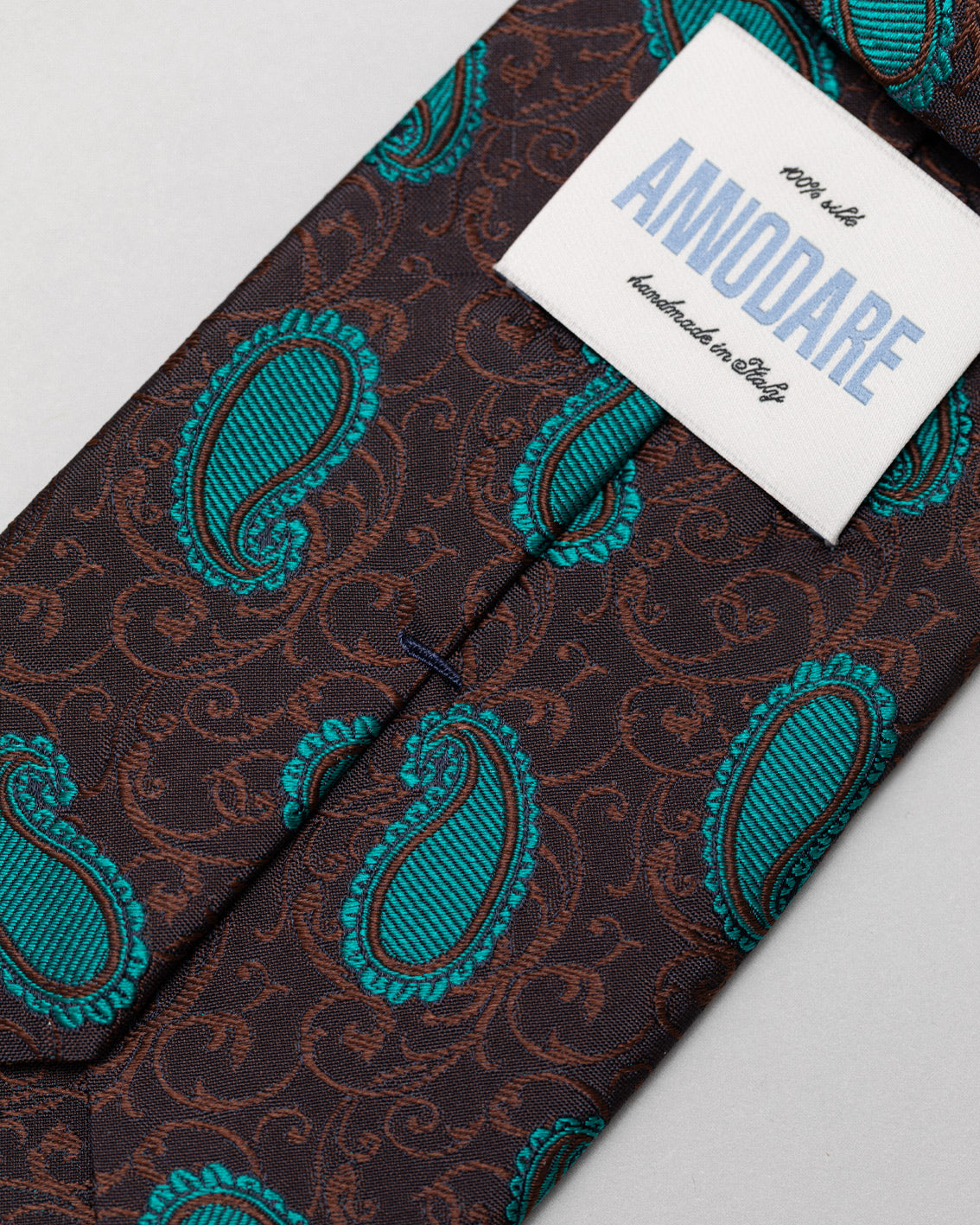 Luca brown paisley silk tie