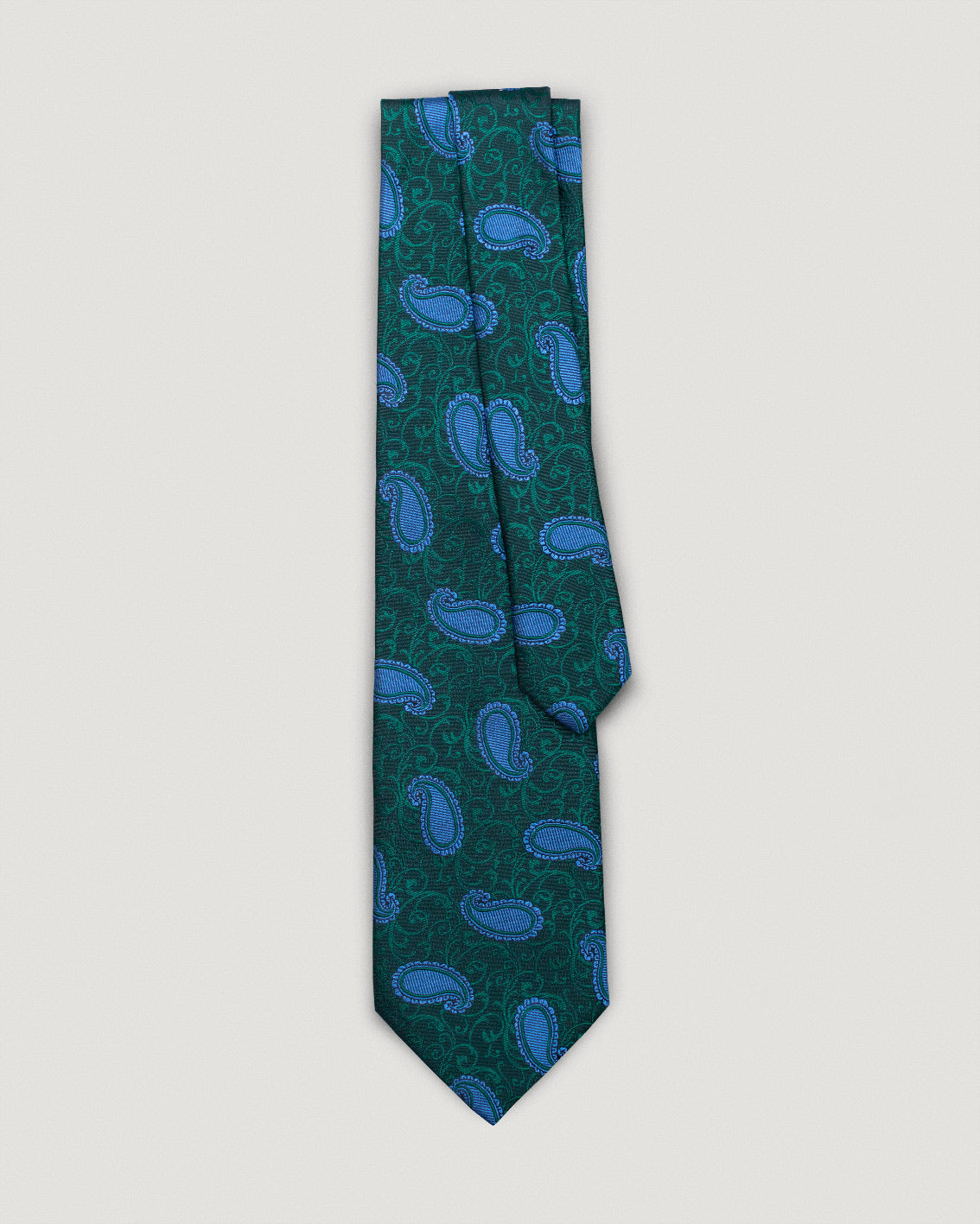 Luca green paisley silk tie