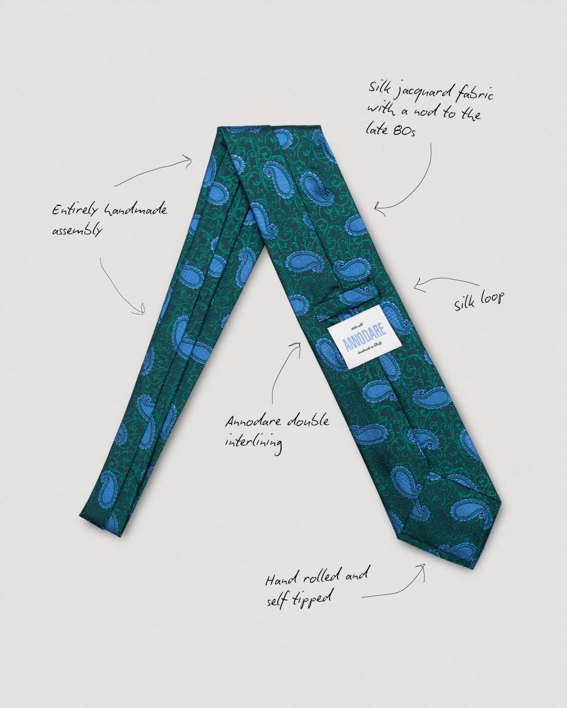 Luca green paisley silk tie