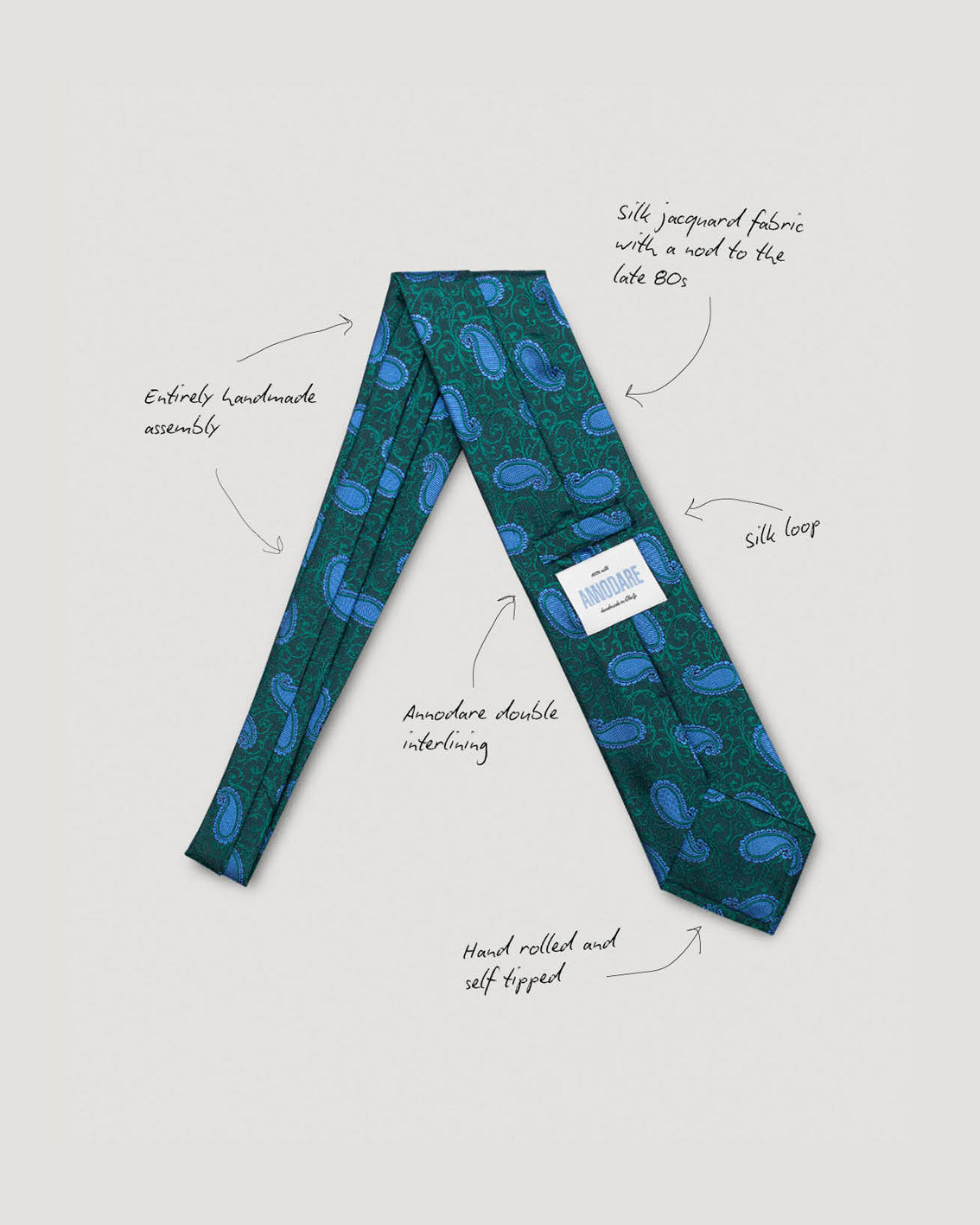 Luca green paisley silk tie