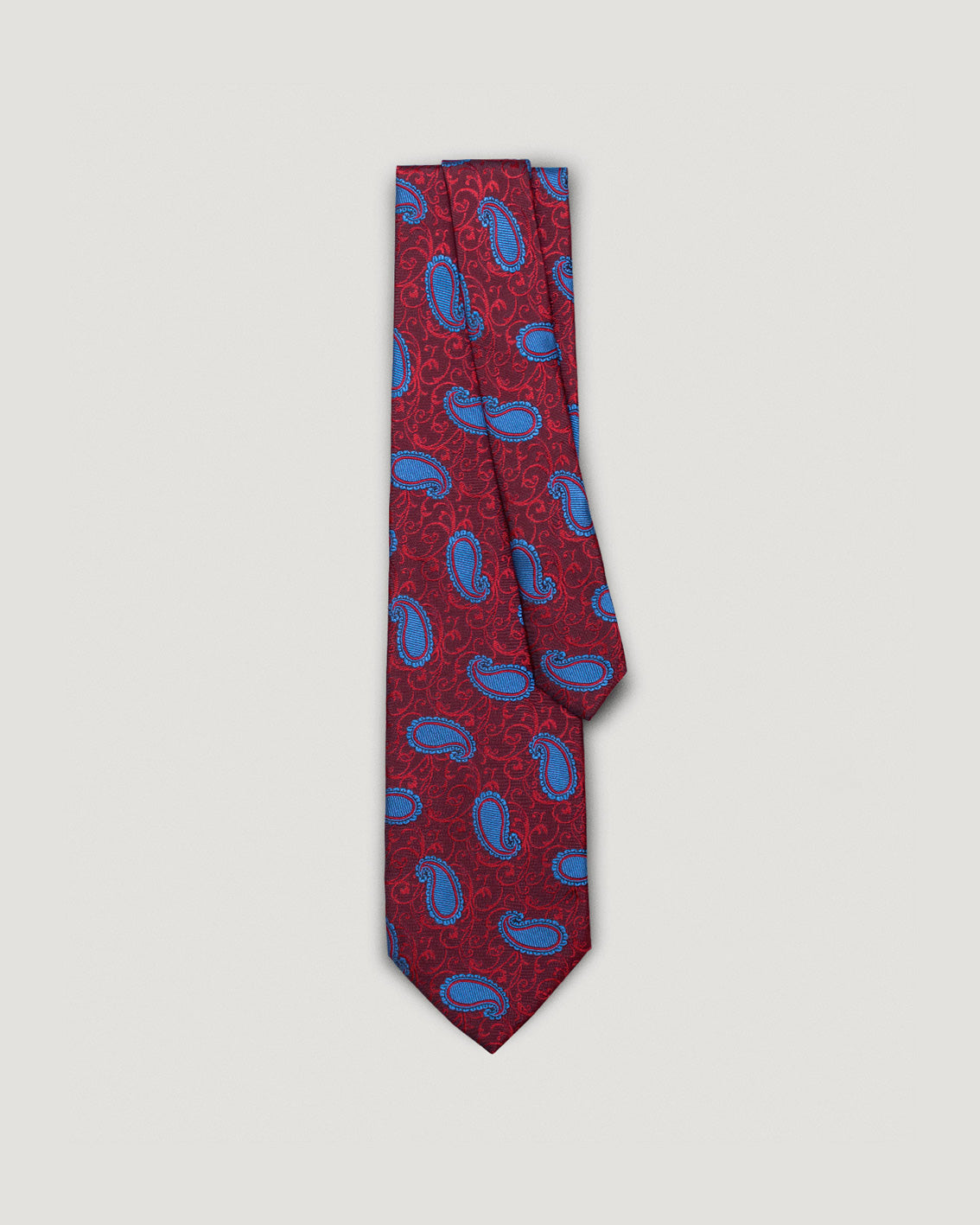 Luca red paisley silk tie