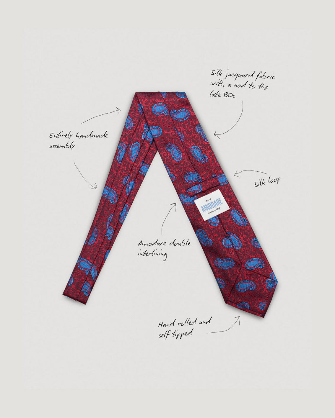 Luca red paisley silk tie