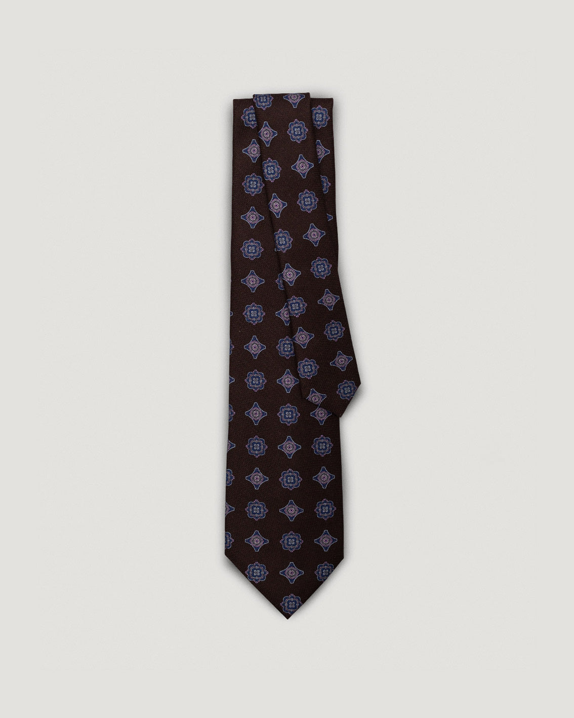 Ruggero brown medallion silk tie