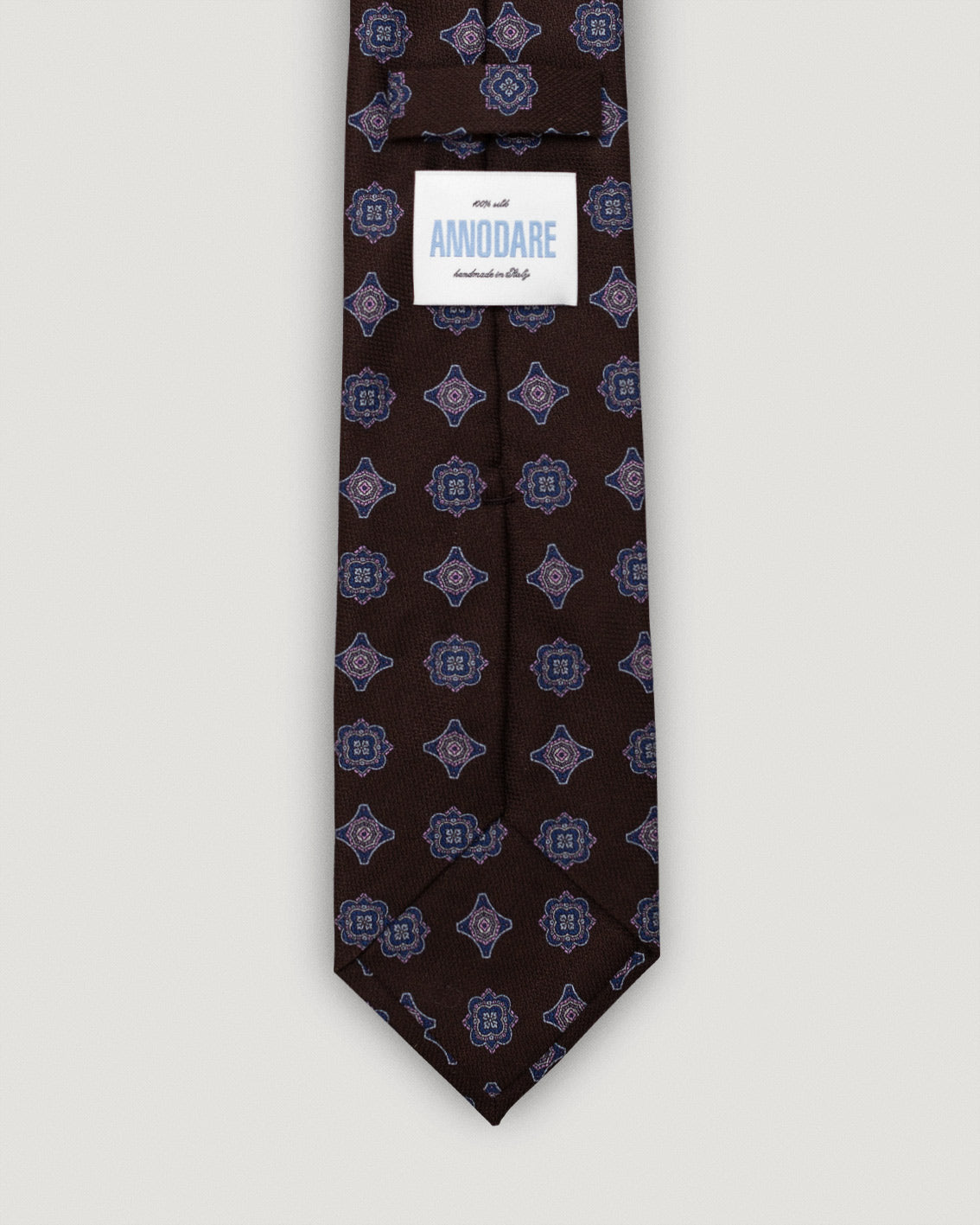 Ruggero brown medallion silk tie