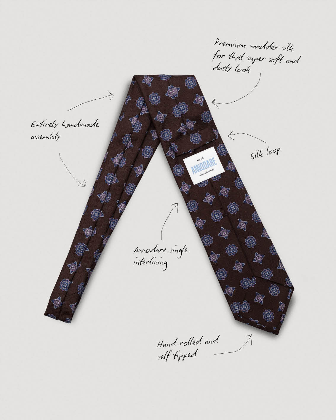 Ruggero brown medallion silk tie