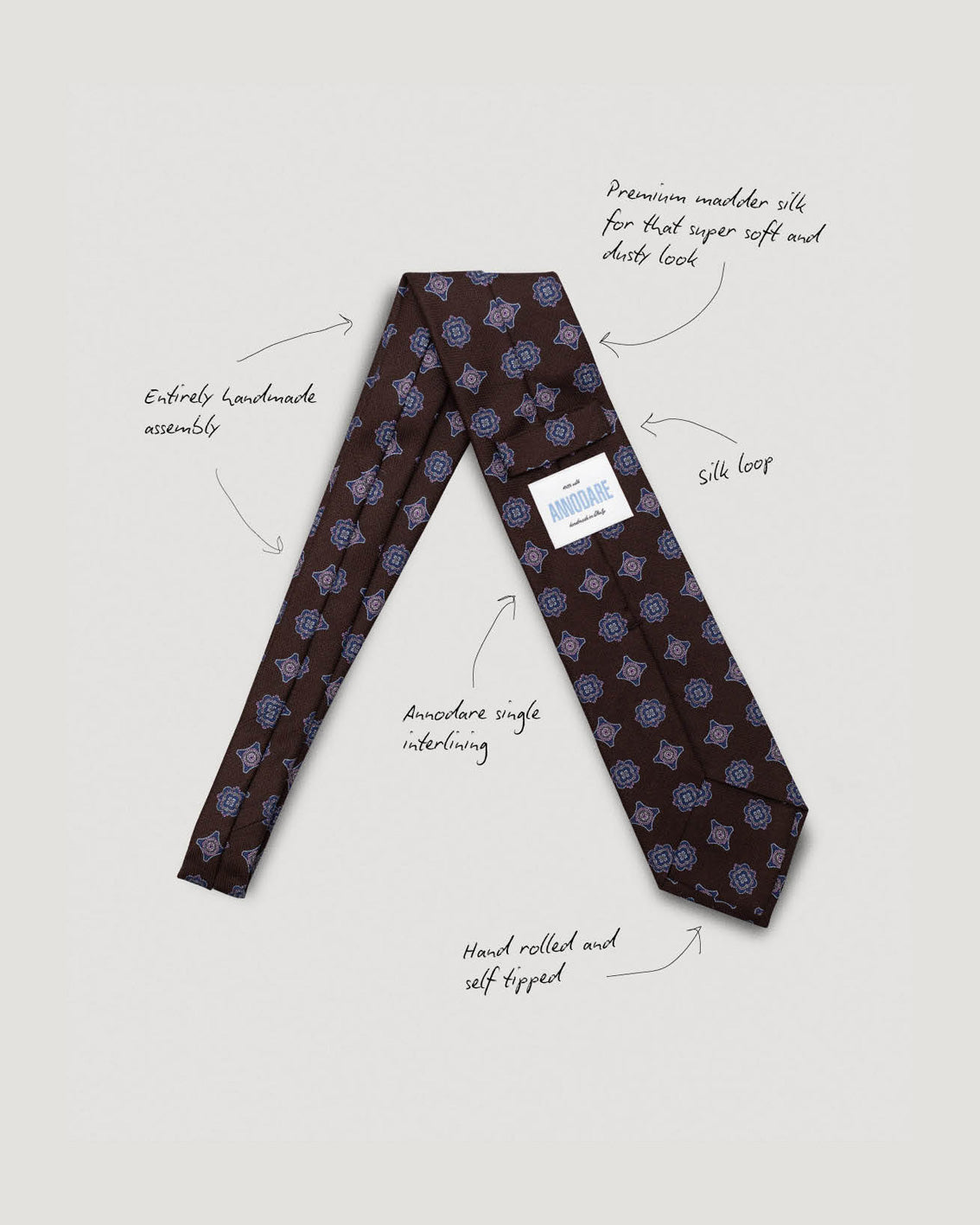 Ruggero brown medallion silk tie