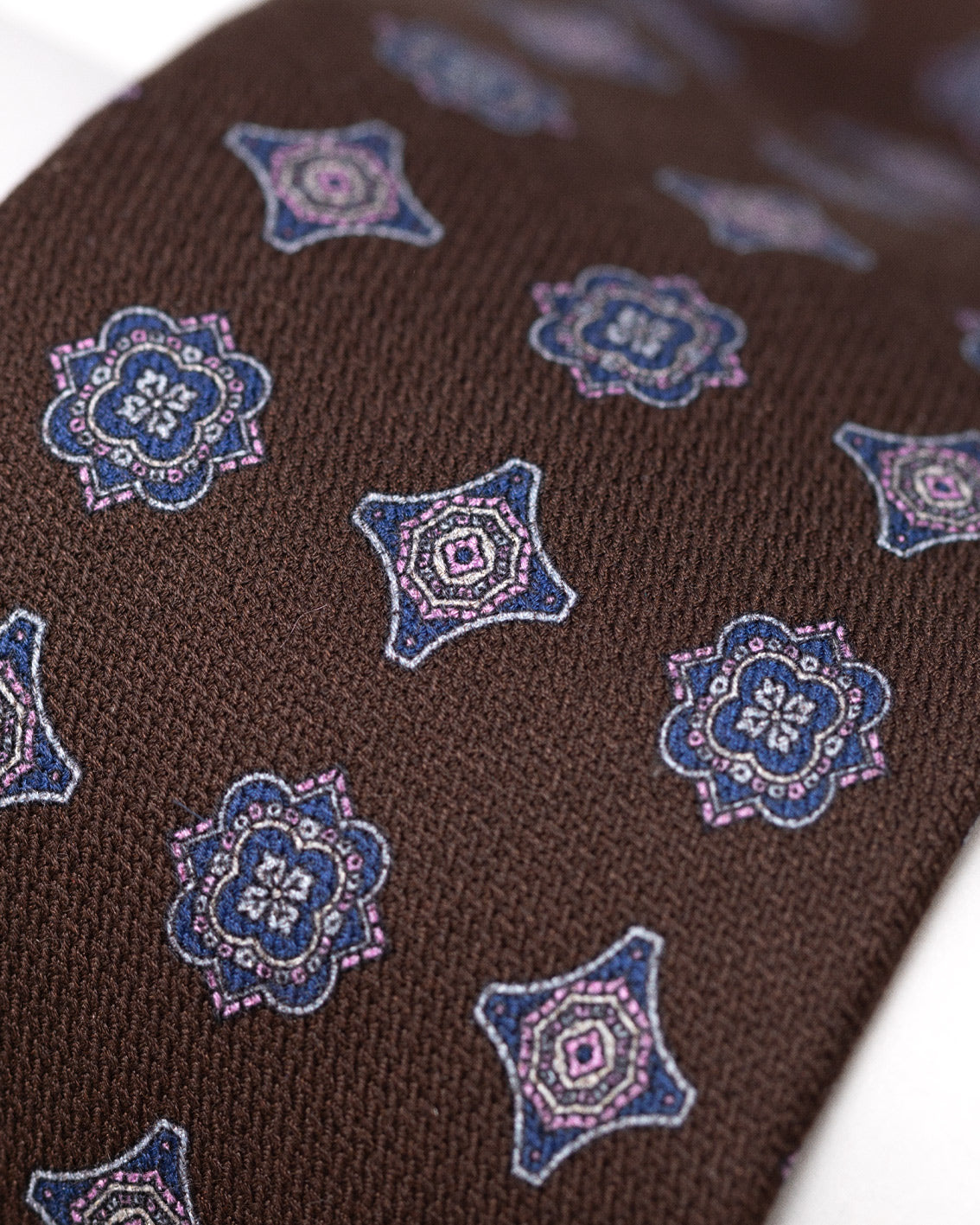 Ruggero brown medallion silk tie