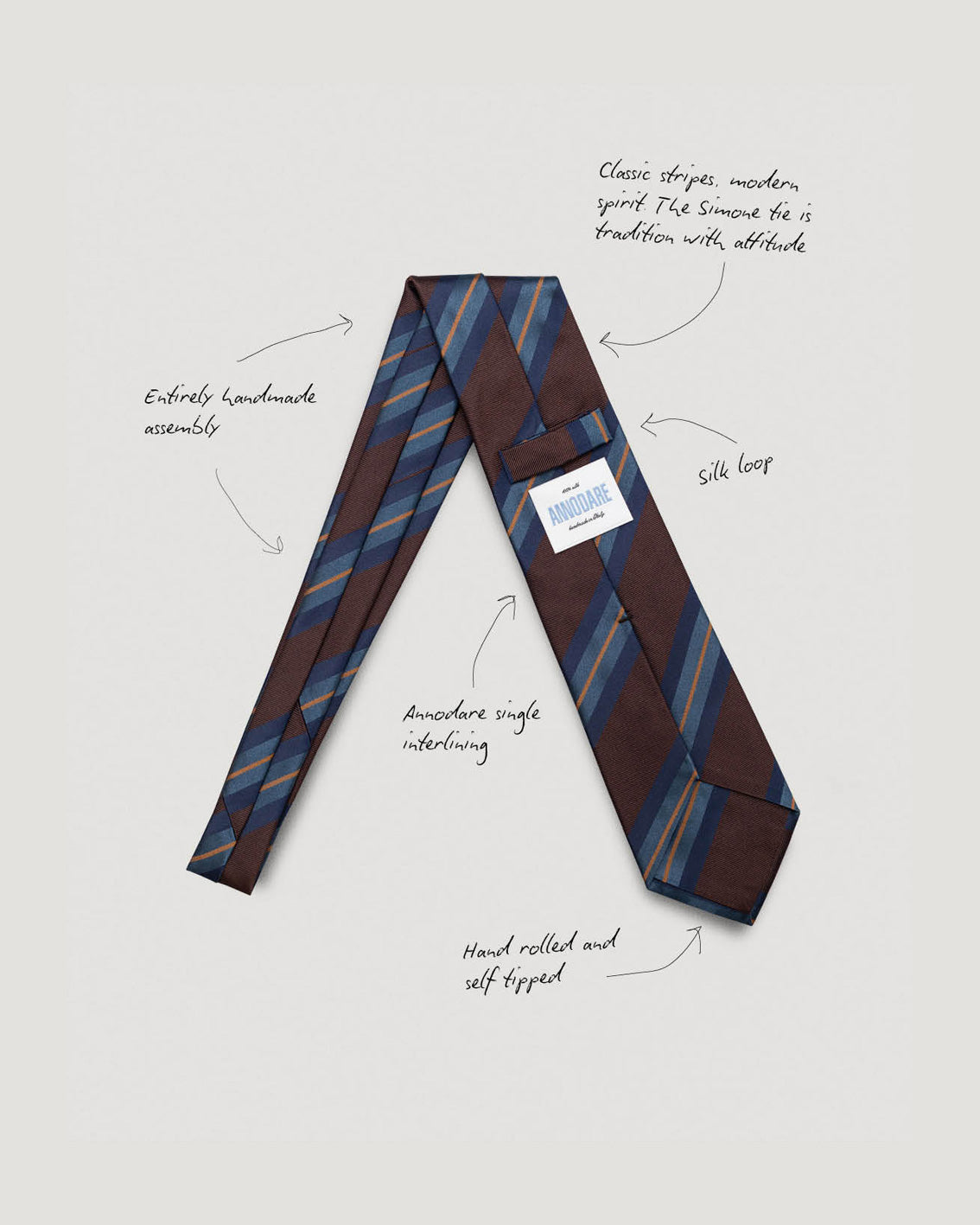 Simone brown striped silk tie