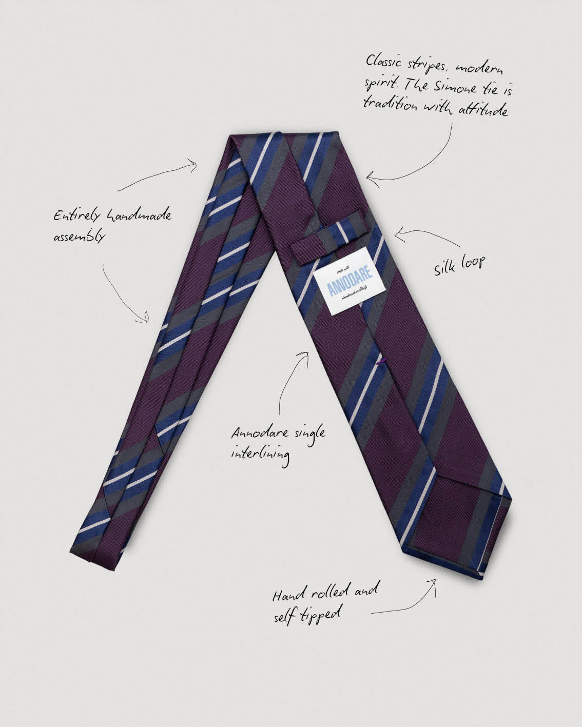 Simone burgundy striped silk tie