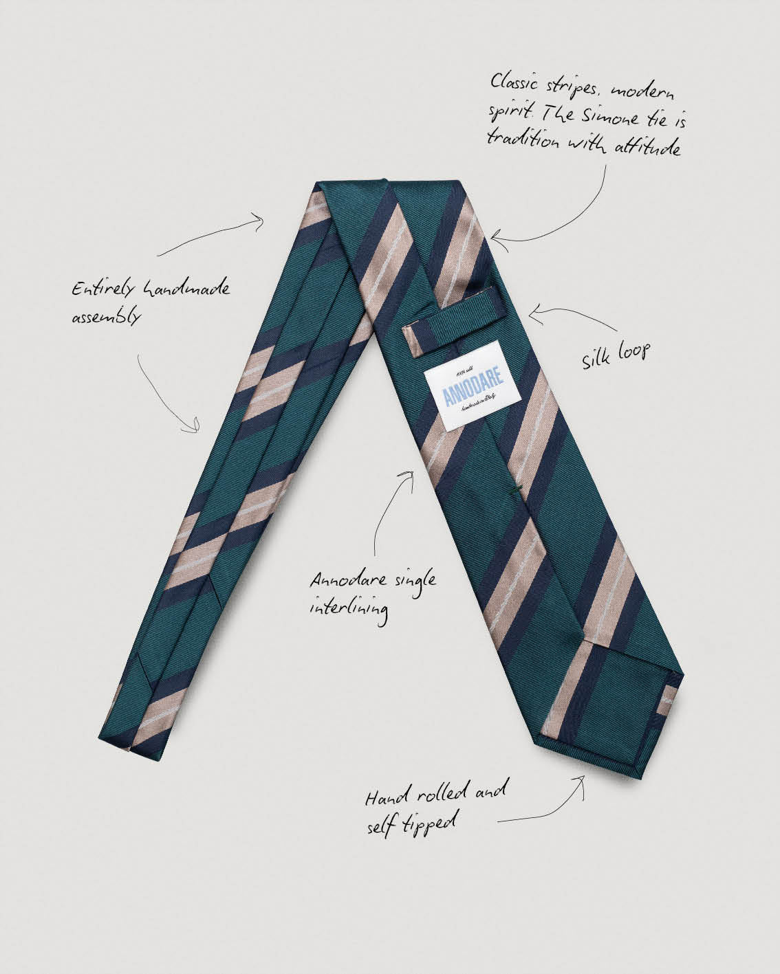 Simone petrol striped silk tie