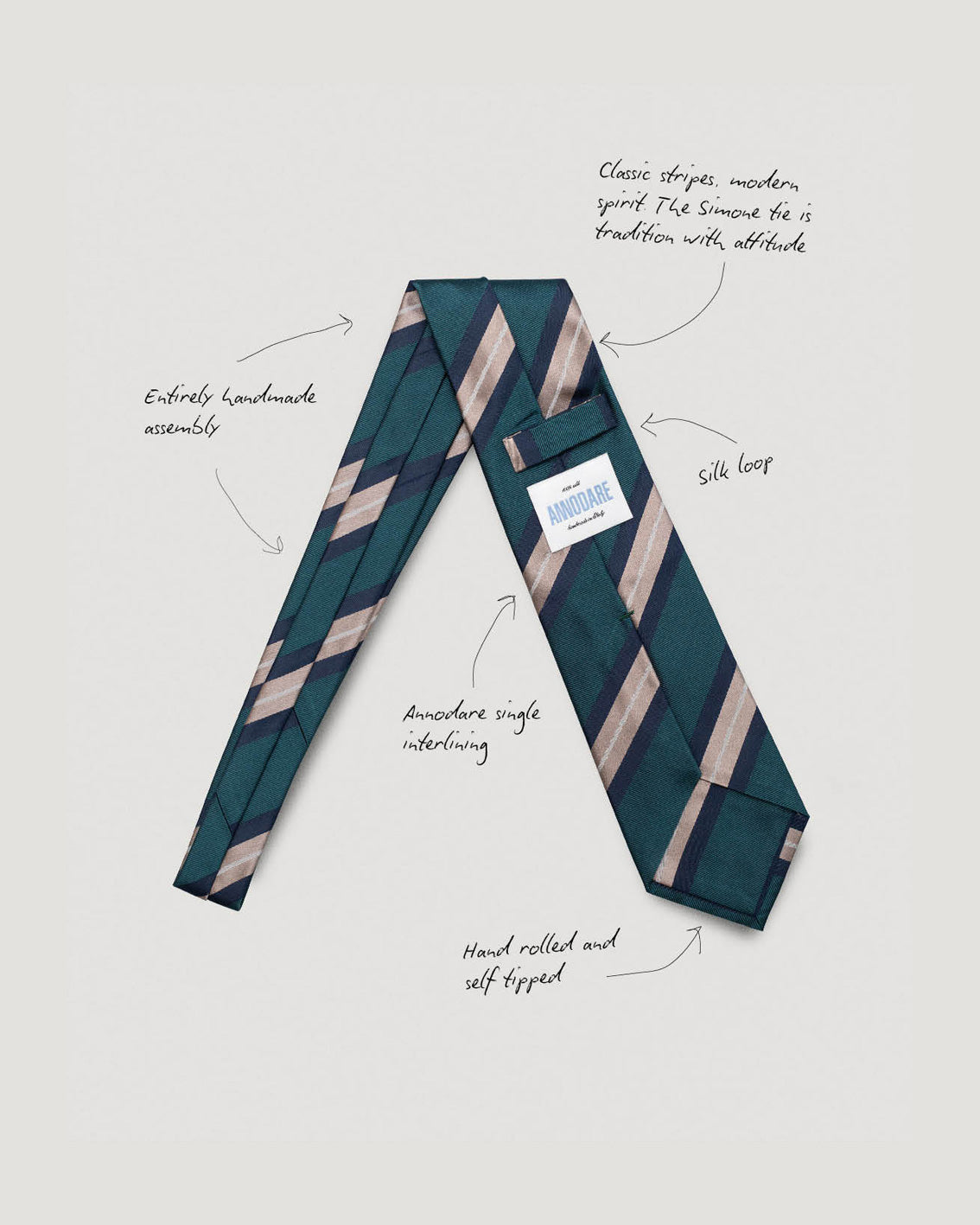 Simone petrol striped silk tie