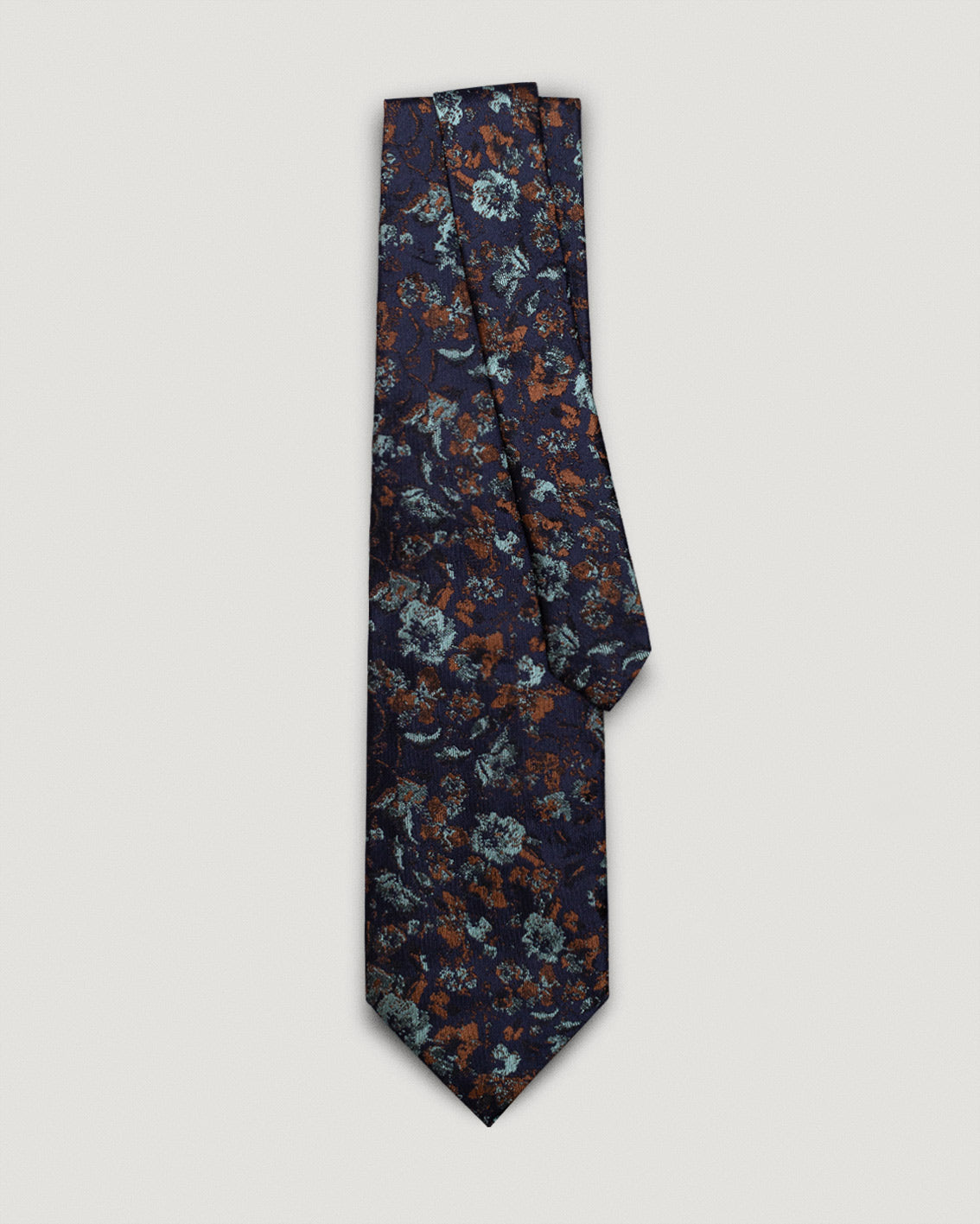 Vittorio light blue copper floral silk tie