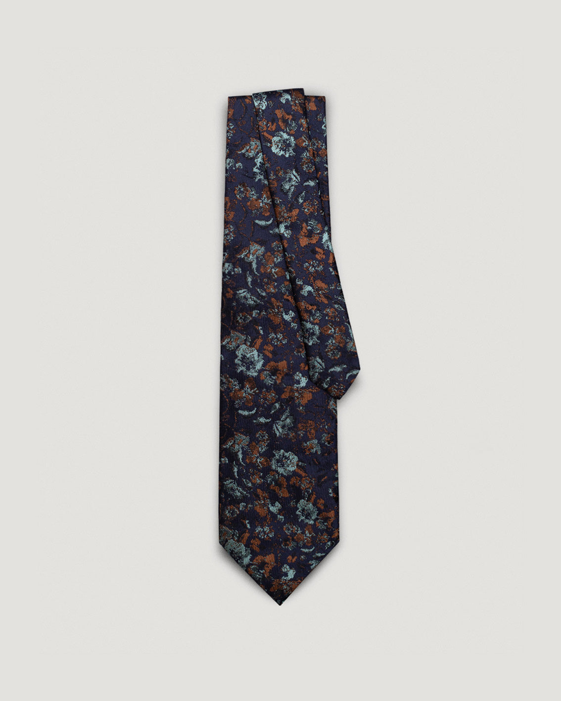 Vittorio light blue copper floral silk tie