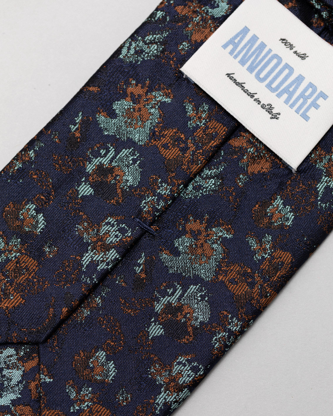 Vittorio light blue copper floral silk tie