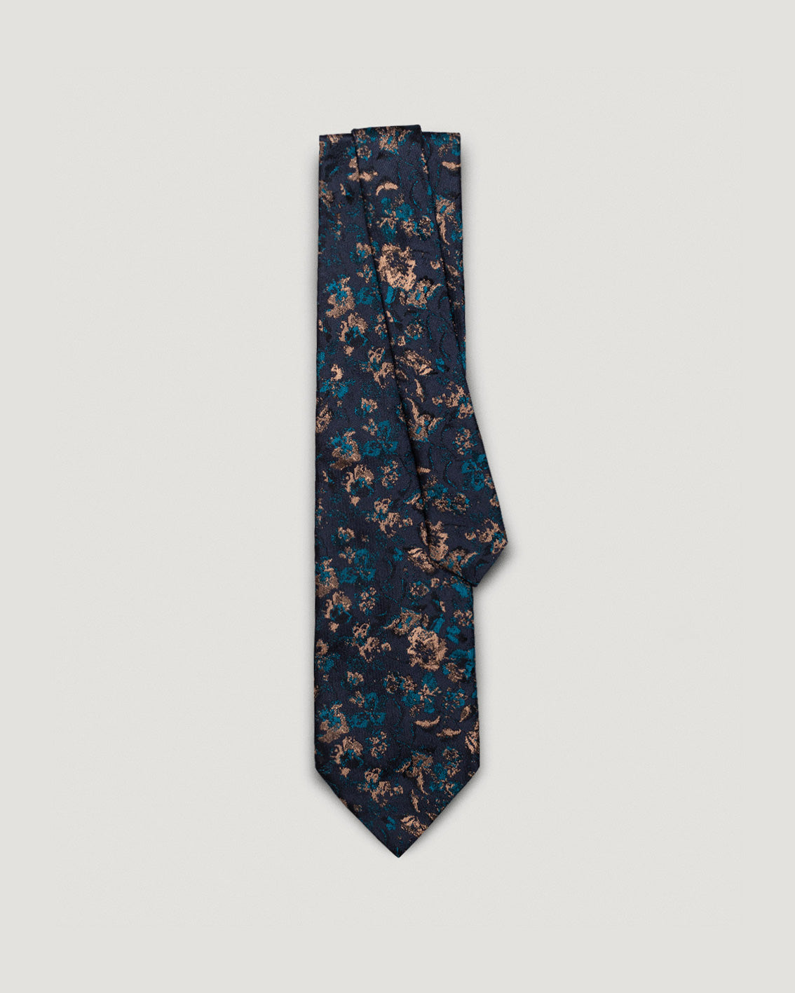 Vittorio nude petrol floral silk tie