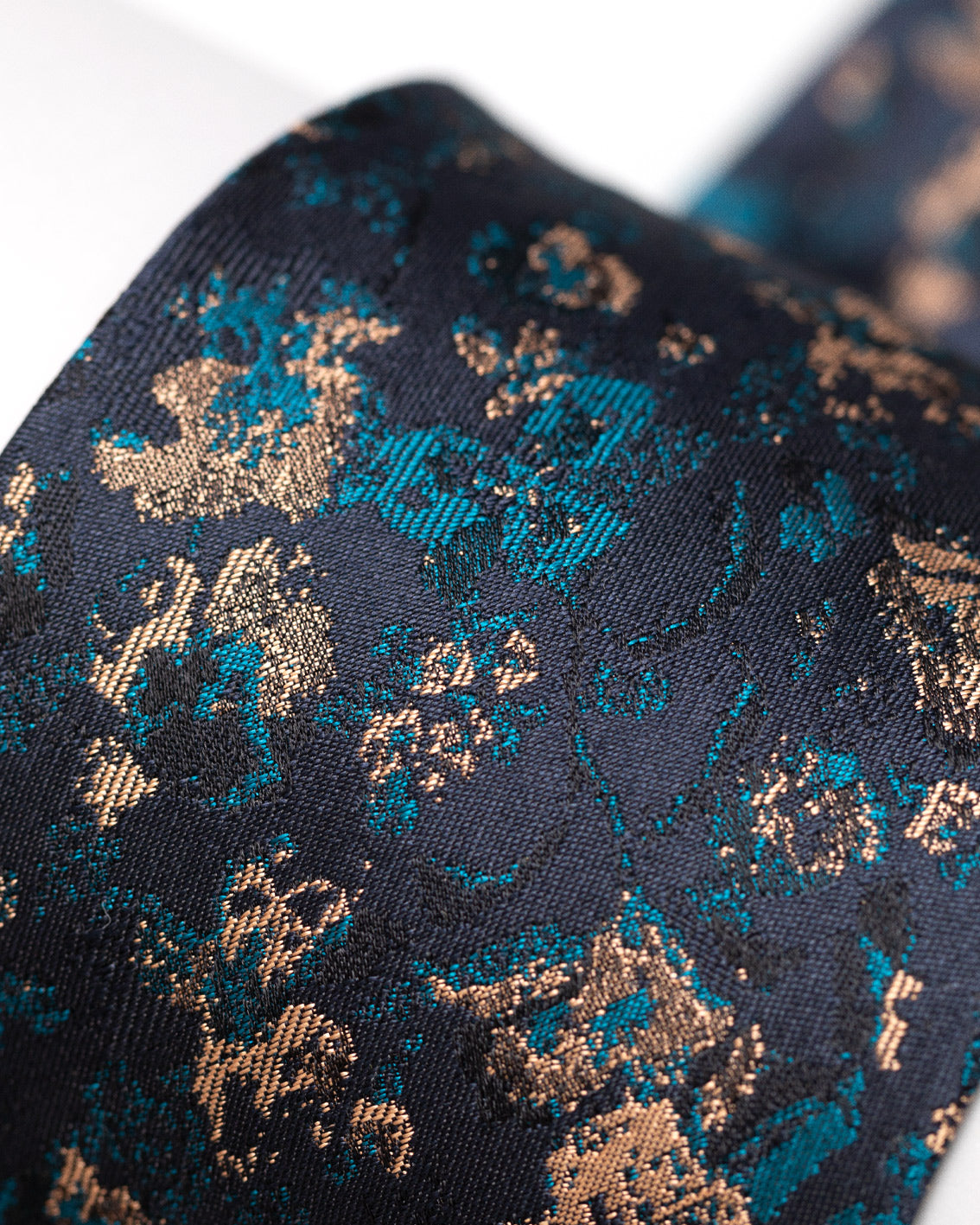 Vittorio nude petrol floral silk tie